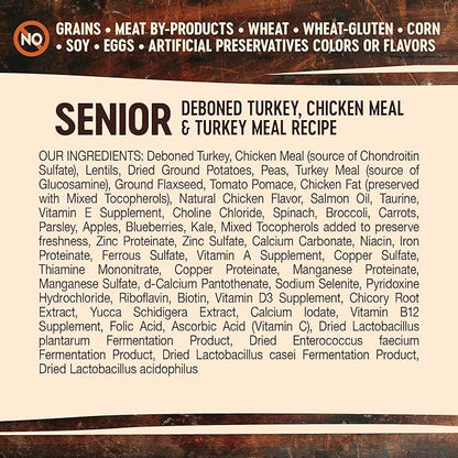 Wellness CORE Grain-Free Senior Dry Dog Food, Made in USA with Natural Ingredients, No Meat by-Product, Fillers, Artificial Flavors, or Preservatives (12-Pound Bag, Turkey)