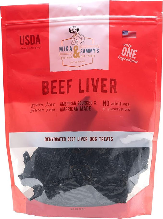Mika & Sammy's Gourmet Beef Liver Jerky Dog Treats Made in The USA. (Beef Liver 12 Oz)