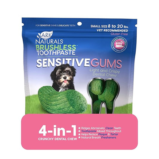ARK NATURALS Brushless Toothpaste for Sensitive Gums, Dog Dental Chews for Small Breeds, Vet Recommended for Plaque, Bacteria & Tartar Control, Green, Mint, 12 Oz