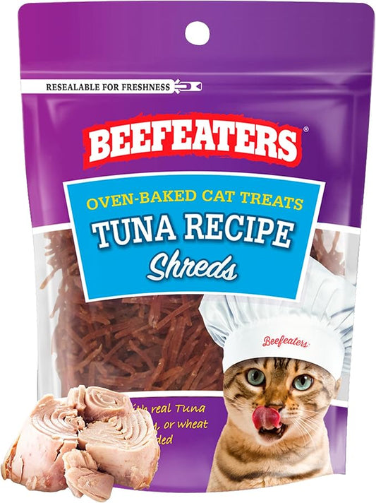 Beefeaters Cat Treats - Tuna Recipe Shreds 1.41oz, Case of 12 | Real Cat Food, No Sugar/Soy/Corn/Wheat | High Protein & Taurine | Supports Dental Health | Training Treats - No Artificial Additives