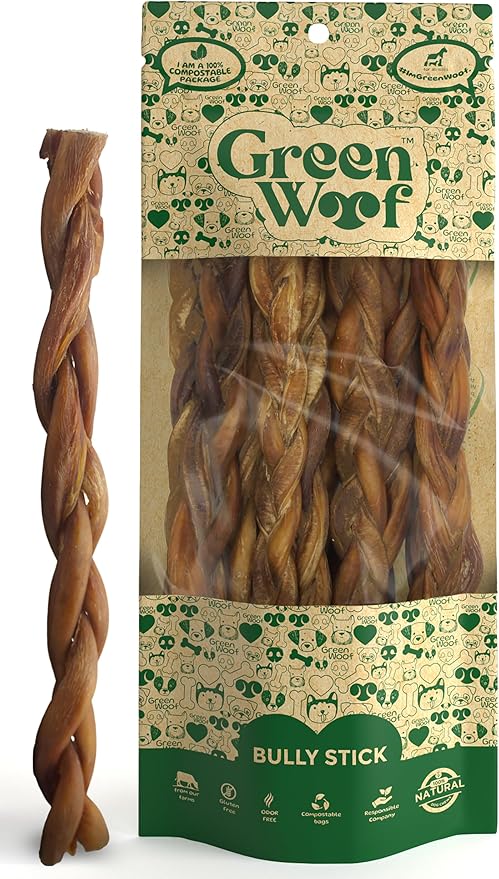 Braided Bully Sticks (12 Inch), Easily Digestible 100% Pure Beef Treats, Pasture-Raised, Organic, Grain-Free, Durable and Long-Lasting Chews for Medium & Large Dogs (Large, 10, Count)