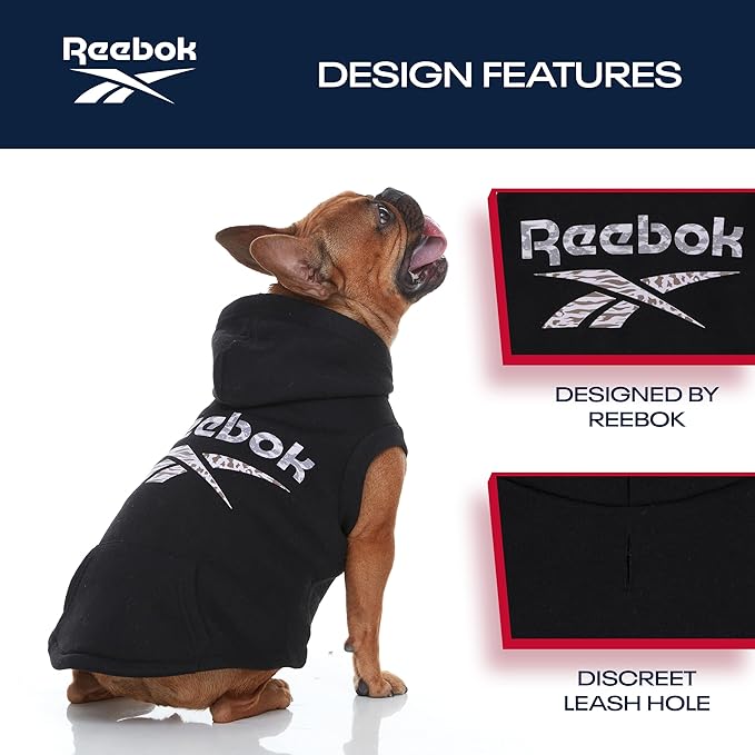 Reebok Dog Hoodie – Fleece Dog Sweater with Leash Hole, Cold Winter Dog Sweatshirt for Small Medium and Large Dogs, Premium Dog Fall Sweater Pullover Hoodie, Cozy Warm Perfect Dog Christmas Outfit