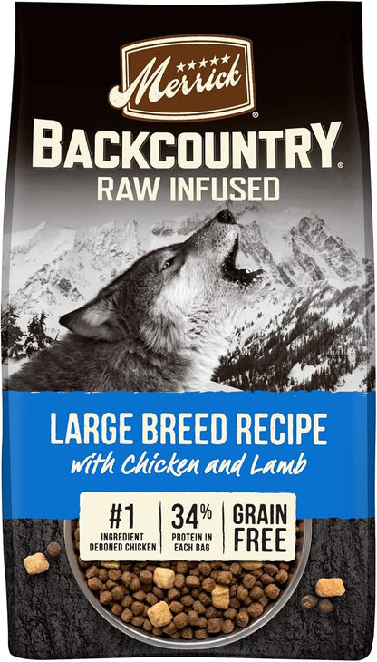 Merrick Backcountry Grain Free Dry Adult Dog Food, Kibble With Freeze Dried Raw Pieces, Large Breed Recipe - 20.0 lb. Bag
