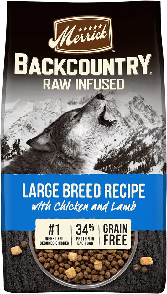 Merrick Backcountry Grain Free Dry Adult Dog Food, Kibble With Freeze Dried Raw Pieces, Large Breed Recipe - 20.0 lb. Bag