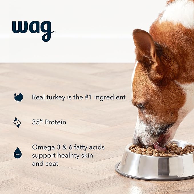 Amazon Brand - Wag Dry Dog Food Grain-Free Turkey & Lentil Recipe, High Protein (24 lb bag)