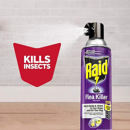 Raid Flea Killer, Kills Fleas, Crickets, Roaches, Silverfish and Ticks, Use in your Home or on your Dog, 16 oz (Pack of 6)