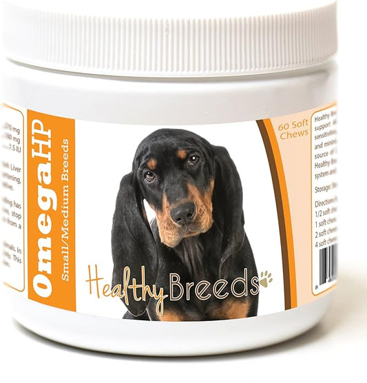 Healthy Breeds Black and Tan Coonhound Omega HP Fatty Acid Skin and Coat Support Soft Chews 60 Count