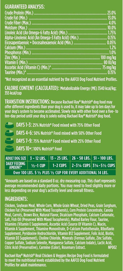 Nutrish Rachael Ray Chicken & Veggies 40 Pounds Dry Dog Food (Packaging May Vary) + Chicken Recipe 11 Count Soup Bones Bundle