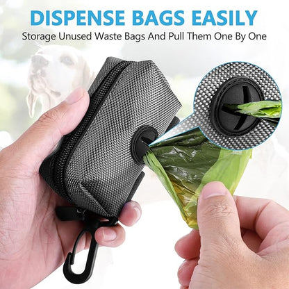 2Packs Dog Poop Bag Holder for Leash Attachment Dog Poop Bag Dispenser Dog Waste Bag Dispensers for Leash Accessory Dog Poop Bag Holders Fits Dog Leash Include Hand Free Holder Metal Carriers, Grey