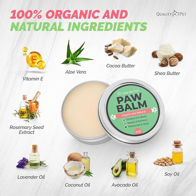 2-Pack Paw Nectar Dog Paw Balm, 4 Oz | Heals, Repairs & Restores Dry, Cracked & Damaged Paws | 100% Organic & Natural Cream Butter Wax Moisturizer for Dog Feet & Foot Pads