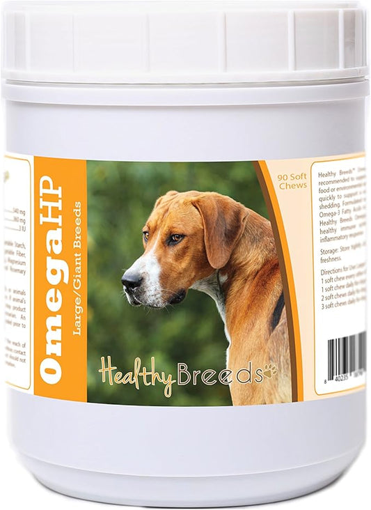 Healthy Breeds English Foxhound Omega HP Fatty Acid Skin and Coat Support Soft Chews 90 Count