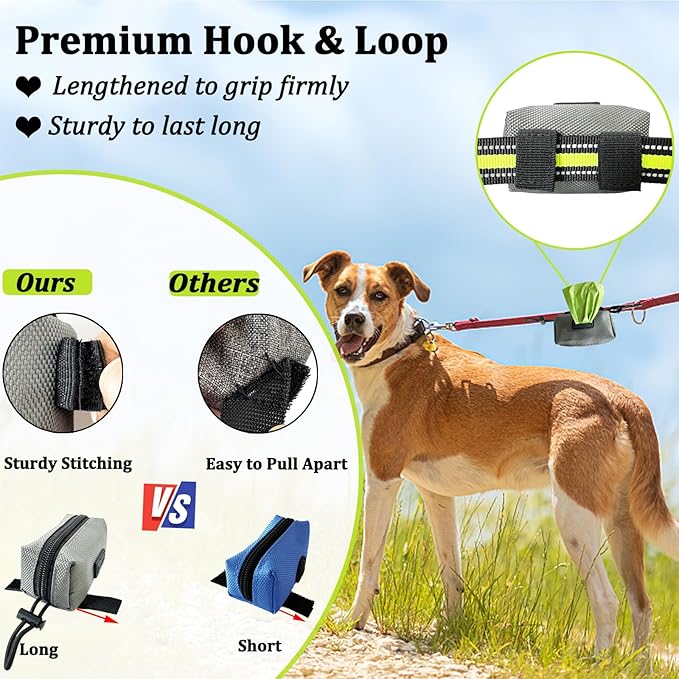 Dog Poop Bag Holder, 2 Pack Poop Bag Holder for Leash, CAKOVANO Pet Waste Bag Dispenser Dog Bag Holder Leash Attachment, Poop Bag Dispenser with Carabiner Clip with 2 Rolls of Poop Bags