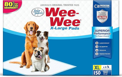 Four Paws Wee-Wee Superior Performance X-Large Pee Pads for Dogs - Puppy & Dog Pads for Potty Training - Dog Supplies for Housebreaking - 28" x 34" (150 Count)