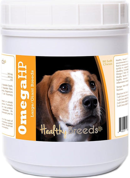 Healthy Breeds American English Coonhound Omega HP Fatty Acid Skin and Coat Support Soft Chews 90 Count