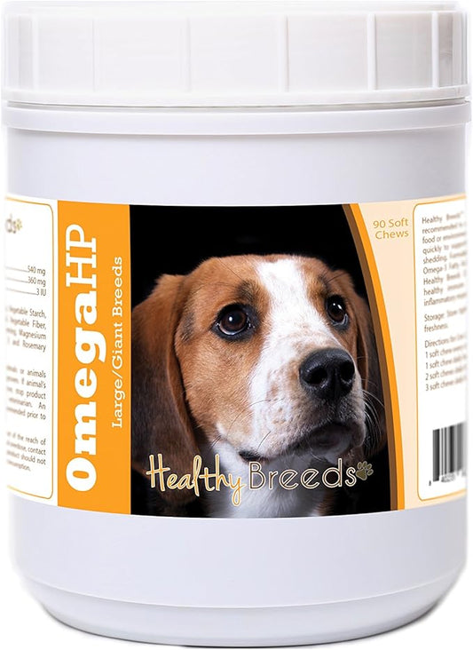 Healthy Breeds American English Coonhound Omega HP Fatty Acid Skin and Coat Support Soft Chews 90 Count