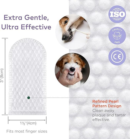 Dental Finger Wipes for Dogs - 100 Wipes - Dog Dental Teeth Cleaning Wipes for Dogs - Pre-Soaked Oral Cleaning Pads- Reduces Plaque, Tartar & Dog Breath Freshener