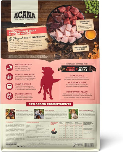 ACANA Butcher's Favorites Dry Dog Food, Farm-Raised Beef & Liver Recipe, Dry Kibble and Beef Jerky Pieces, 4lb