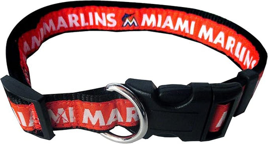 MLB Miami Marlins Licensed PET COLLAR- Heavy-Duty, Strong, and Durable Dog Collar. Available in 29 Baseball Teams and 4 Sizes