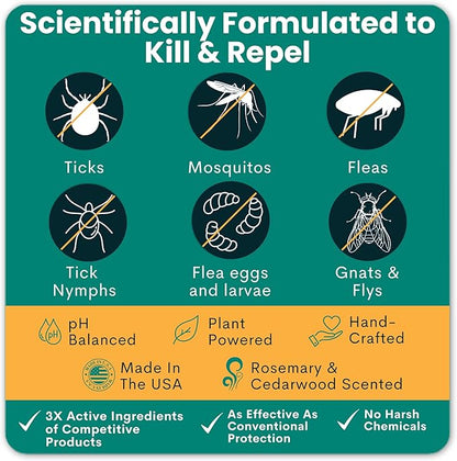 Trail Guard Natural Insect, Flea and Tick Spray for Dogs, Cats, People & Home - 16oz Plant-Based Insect & Tick Repellent for Dogs - Kid Safe - DEET Free - Flea and Tick Prevention, Tick & Flea Killer