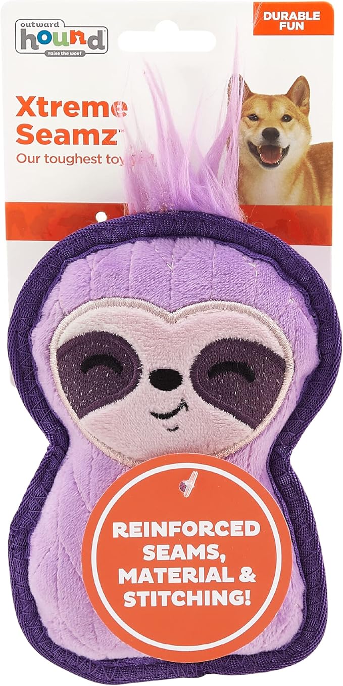 Outward Hound Xtreme Seamz Sloth Squeaky Durable Dog Toy