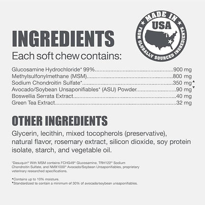 Nutramax Laboratories Dasuquin with MSM Joint Health Supplement for Large Dogs - With Glucosamine, MSM, Chondroitin, ASU, Boswellia Serrata Extract, and Green Tea Extract, 150 Soft Chews
