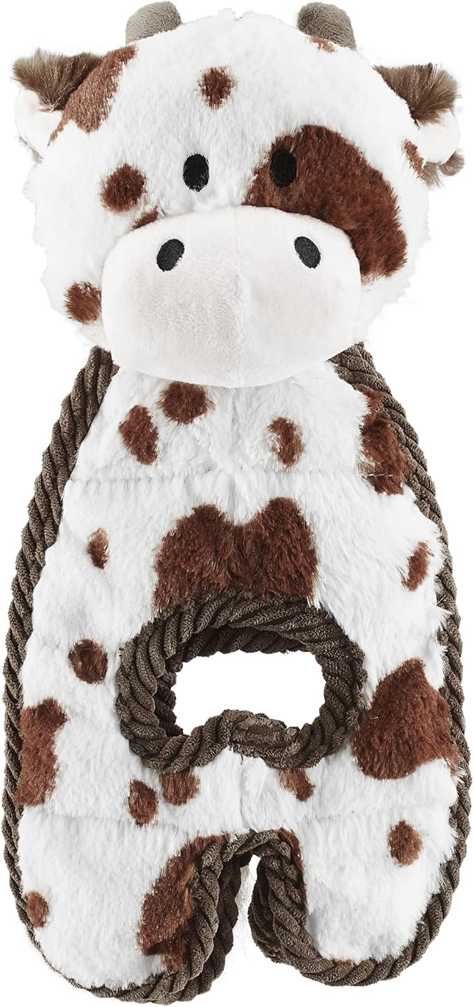 Outward Hound Cuddle Tugs Cow Plush Squeaky Dog Toy