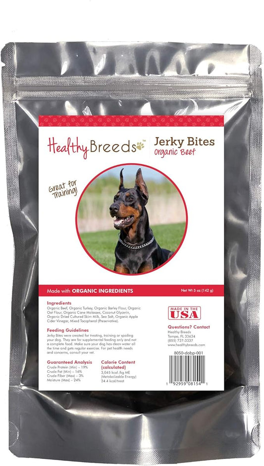 Healthy Breeds Doberman Pinscher Jerky Bites Beef Recipe Dog Treats 5 oz