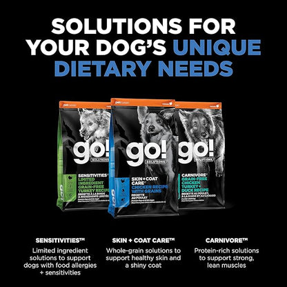 GO! SOLUTIONS Skin + Coat Care - Dry Dog Food, 3.5 lb - Chicken Recipe with Grains for All Life Stages - Complete + Balanced Nutrition for Dogs