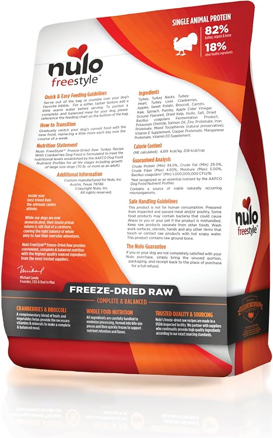 Nulo Freestyle Freeze-Dried Raw, Ultra-Rich Grain-Free Dry Dog Food for All Breeds and Life Stages with BC30 Probiotic for Digestive and Immune Health 13 Ounce (Pack of 1)