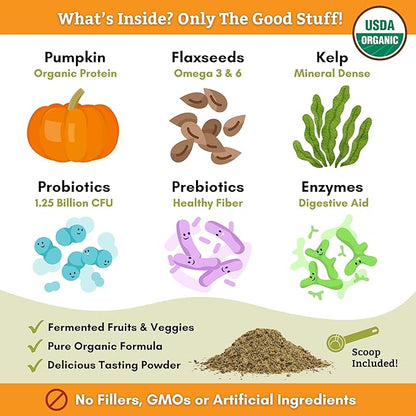 Wholistic Pet Organics: Multivitamin for Dogs Organic, Homemade Dog Vitamins and Supplements-Dog Multivitamin with Probiotics, Healthy Immune System, Digestive Support (Organic Pumpkin, 4 lb)