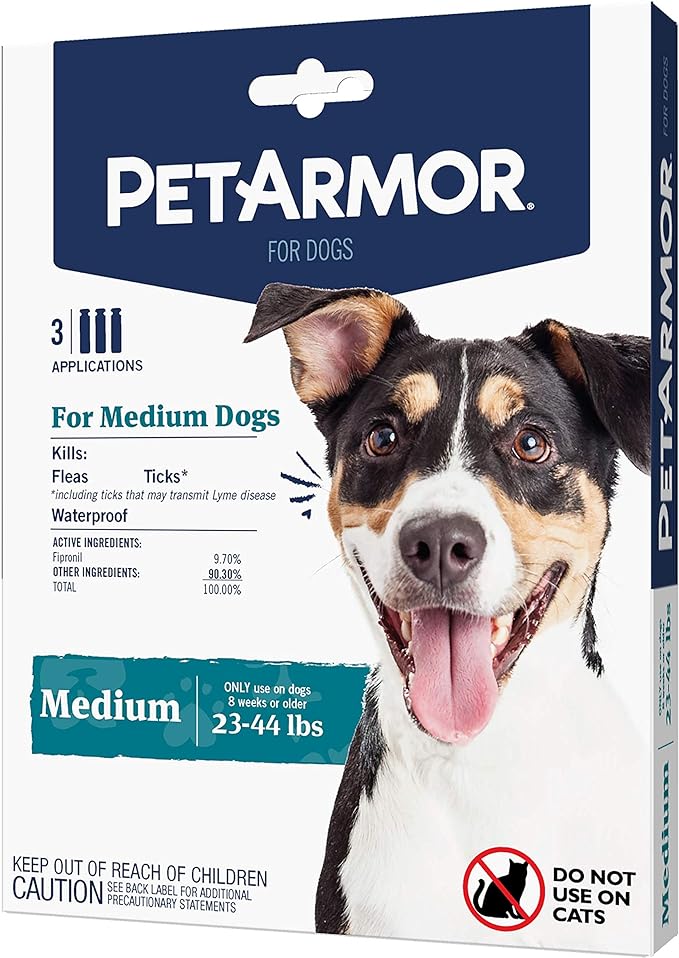 PetArmor for Dogs, Flea and Tick Treatment for Medium Dogs (23-44 Pounds), Includes 3 Month Supply of Topical Flea Treatments