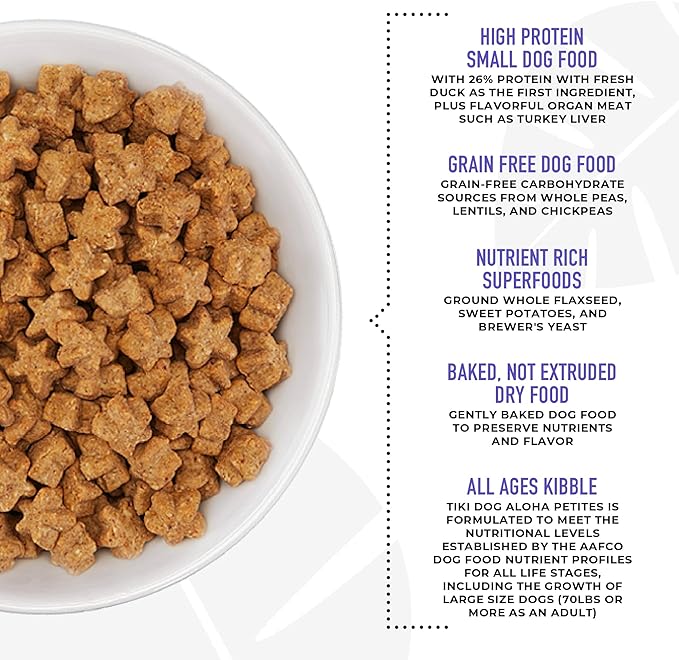 Tiki Dog Born Carnivore for Dogs, Savory Chicken, Peas & Lentils Recipe, Grain Free Baked Kibble for Maximum Nutrition, For Adult Dogs and All Size Breed Dogs, 3.5 lbs. Bag