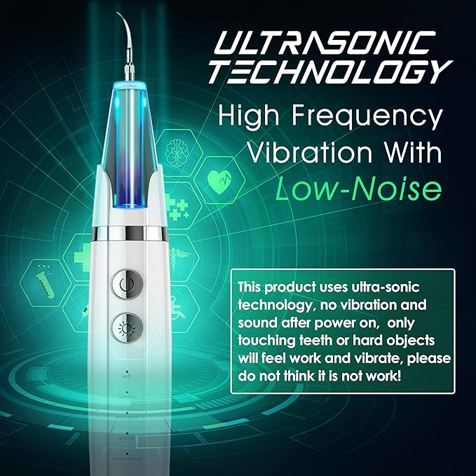 Plaque Remover for Teeth - Pet Ultrasonic Toothbrush Cleaner - Teeth Cleaning Kit for Tartar and Stains - Suitable for Dogs and Cats (White)