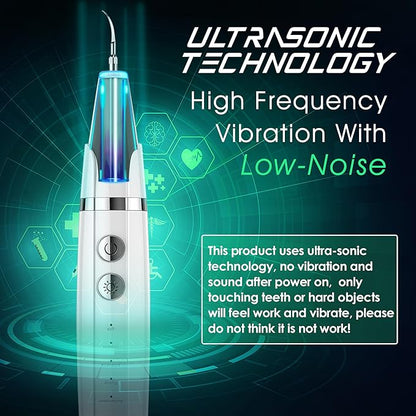 Plaque Remover for Teeth - Pet Ultrasonic Toothbrush Cleaner - Teeth Cleaning Kit for Tartar and Stains - Suitable for Dogs and Cats (White)