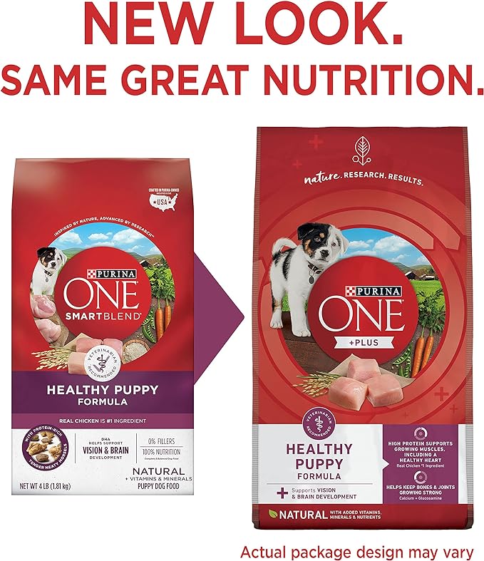 Purina ONE Plus Healthy Puppy Formula High Protein Natural Dry Puppy Food with Added Vitamins, Minerals and Nutrients - 16.5 lb. Bag