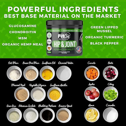 Pet Chef Advanced Dog Hip & Joint Supplement Treat - Glucosamine, Chondroitin & Turmeric MSM Breeds-Reduce Pain, Inflammation & Arthritis. Super Dog Hip & Joint Treat. Renews All Dogs.