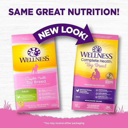 Wellness Complete Health Toy Breed Dry Dog Food with Grains, Chicken & Rice, 4-Pound Bag