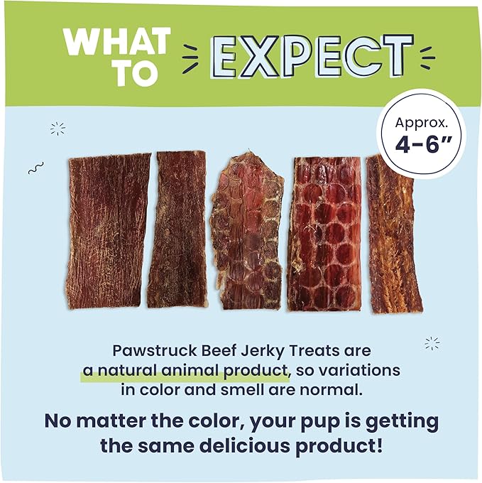 Pawstruck Premium Beef Jerky Dog Treat Chews, Medium 4"-6" Strips - Hip Joint Health Naturally Rich in Glucosamine & Chondroitin No Added Preservatives - 25 Count (Pack of 1) - Packaging May Vary