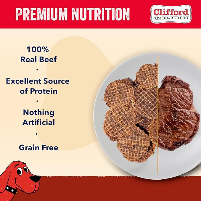 Clifford® Beef Mini Burger Bites Dog Treats | Real Meat Dog Treats for All Breed Dogs | Puppy Training Treats, Grain and Rawhide Free, High Protein, Healthy Dog Treats - Limited Ingredients (24oz)