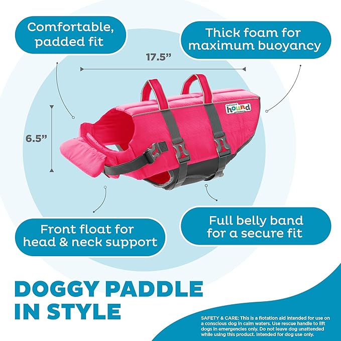 Outward Hound Granby Splash Pink Dog Life Jacket, Large