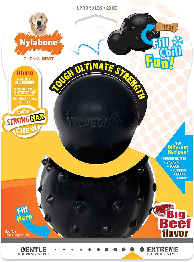 Nylabone Strong Max Chew Cone Stuffable Chew Toy for Dogs, Beef Flavored Fillable Treat Toy, Large/Giant - Up to 50 lbs. (1 Count)