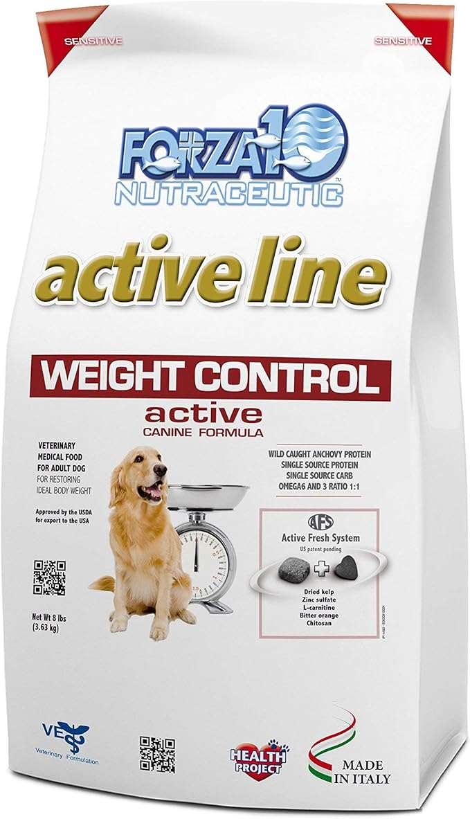 Forza10 Active Weight Management Dog Food, 8 Pound Bag Dry Dog Food, Fish Flavor Weight Loss Dog Food, Diet Dog Food for Adult Dogs and All Breeds