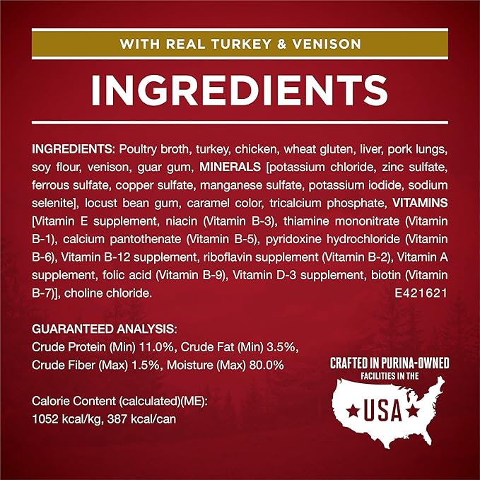 Purina ONE True Instinct Tender Cuts in Gravy With Real Turkey and Venison, and With Real Chicken and Duck High Protein Wet Dog Food Variety Pack - (Pack of 12) 13 oz. Cans