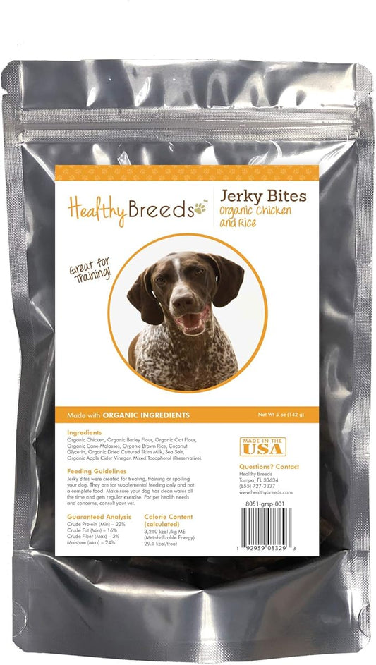 Healthy Breeds German Shorthaired Pointer Jerky Bites Chicken & Rice Recipe Dog Treats 5 oz
