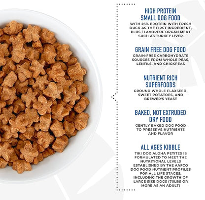 Tiki Dog Born Carnivore for Dogs, Savory Duck, Peas & Lentils Recipe, Grain Free Baked Kibble for Maximum Nutrition, For Adult Dogs and All Size Breed Dogs, 3.5 lbs Bag