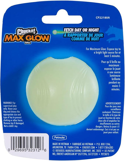 Chuckit Max Glow Ball Dog Toy, Small (2 Inch Diameter) for Dogs 0-20 lbs, Pack of 1