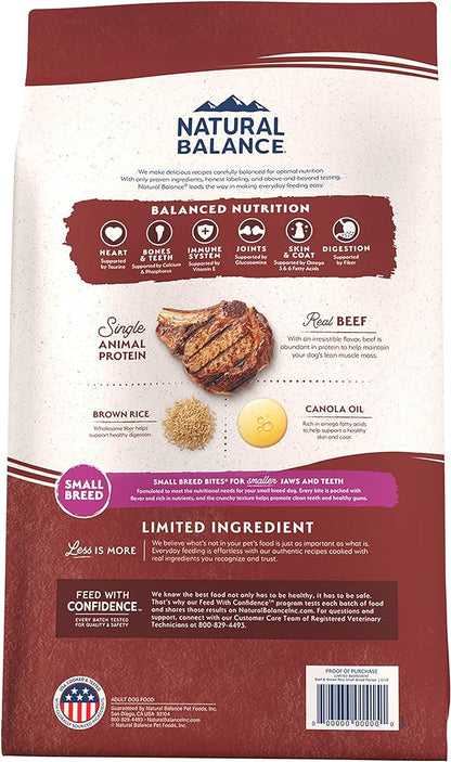 Natural Balance Limited Ingredient Small-Breed Adult Dry Dog Food with Healthy Grains, Beef & Brown Rice, 4 Pound (Pack of 1)