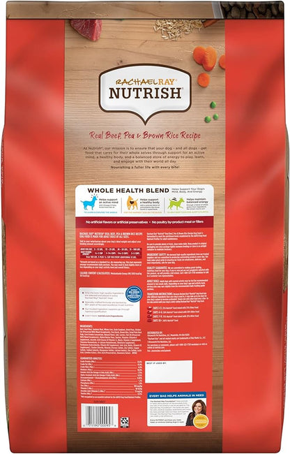 Nutrish Rachael Ray Beef, Pea & Brown Rice 40 Pounds Dry Dog Food (Packaging May Vary) + Beef Recipe 11 Count Soup Bones Bundle