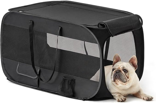 Love's cabin 36in Portable Upgrade Large Dog Bed - Pop Up Dog Kennel, Indoor Outdoor Crate for Pets, Portable Car Seat Kennel, Cat Bed Collection, Black