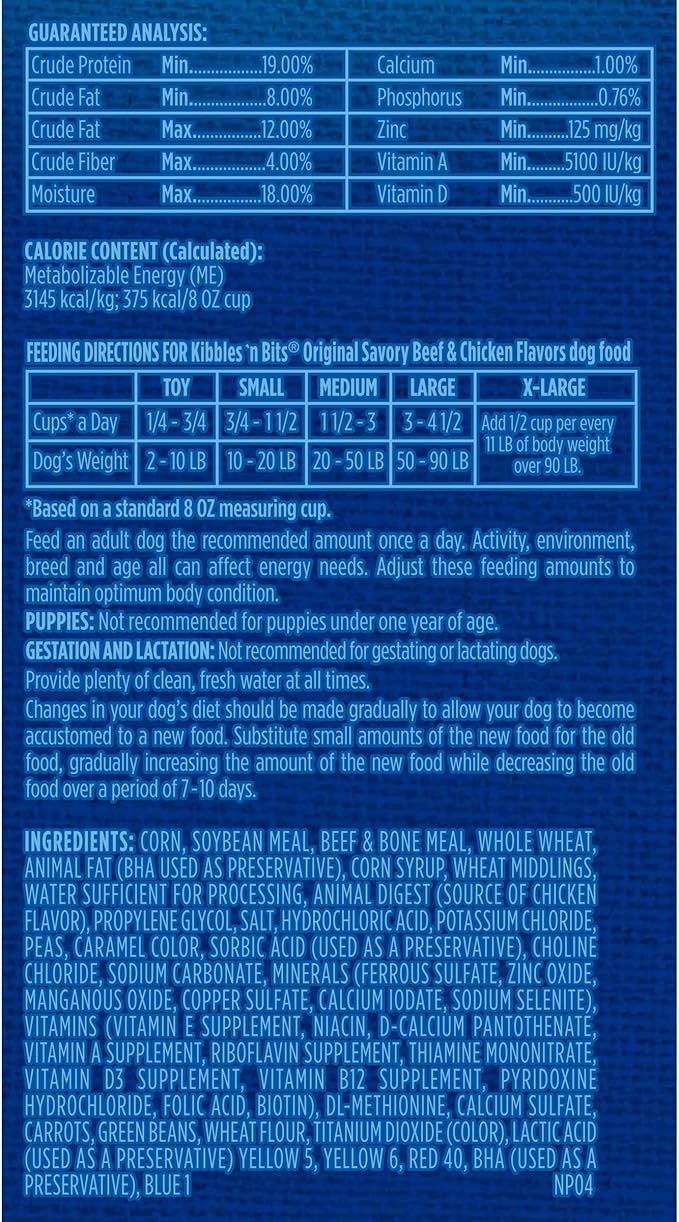 Kibbles 'N Bits Original Savory Beef & Chicken Flavors Dry Dog Food, 16 Pound Bag